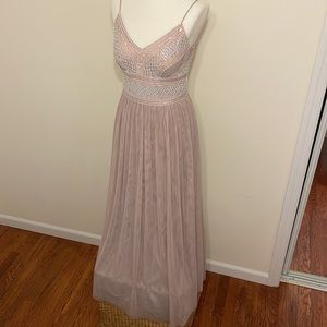 Adrianna Papell Beaded Bodice and Tulle Skirt Gown